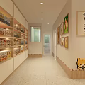 Modern Retail Store Interior With Shelves Display Products Tables Chairs Cashier Counter And Pendant Lights