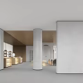 Modern Tourist Center Interior Design With Archway Wooden Ceiling Sofas Bookshelves And Staircase