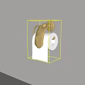 Golden Wall Mounted Toilet Paper Holder With White Roll In Bathroom