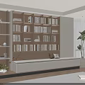 Modern Full Wall Bookshelf With Seating Bench And Built In LED Lighting For Living Room
