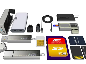modern u disk storage card phone card 3d model