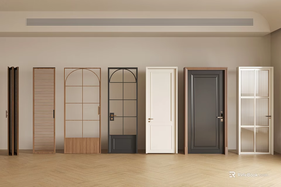 Versatile Hinged Doors With Various Designs And Materials For Interior Spaces 3d model 