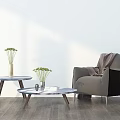Modern Single Sofa Single Sofa Coffee Table Ornaments Combination 3d model