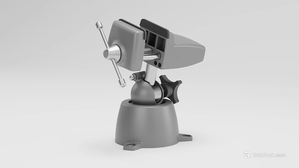 Industrial Vise Equipment With Adjustable Jaws Rotating Handle And Stable Base 3d model 