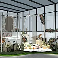 Stylish Photo Spot With Floral Arched Decor And Mirror Greenery Table Setup And Window Backdrop