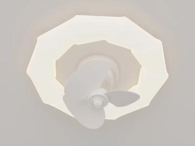 Modern White Octagonal Ceiling Light with Fan and Soft Lighting for Home Interior 3d model