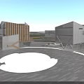Commercial Landscape Featuring Modern High Rise Buildings Cartoon Panda Tiger And Open Plaza Design