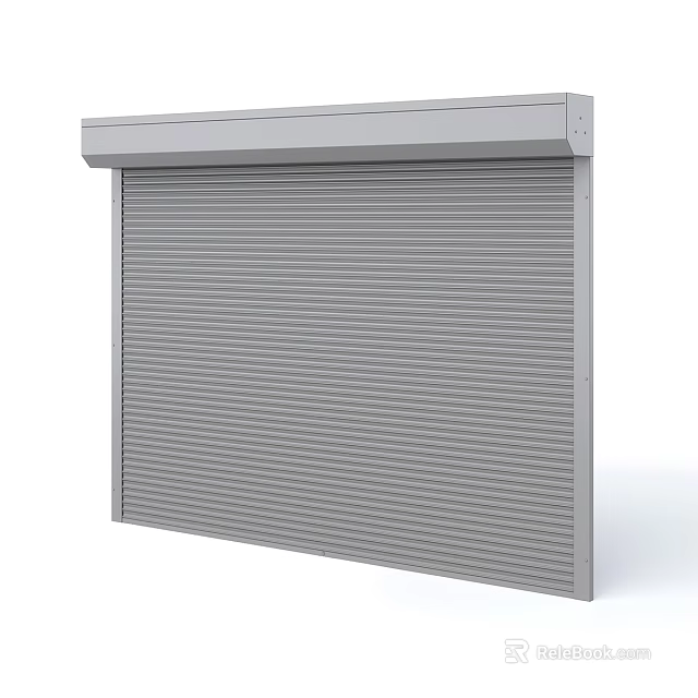 Gray Metallic Roller Shutter Door With Durable Panel And Industrial Design Structure 3d model 