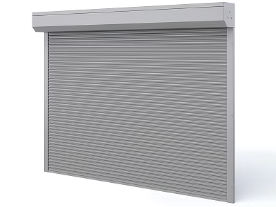 Gray Metallic Roller Shutter Door With Durable Panel And Industrial Design Structure 3d model