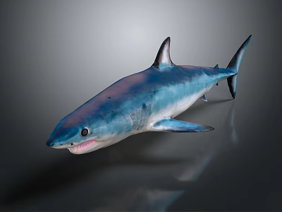 Realistic Blue Shark Aquatic Animal with Lifelike Features and Shiny Sleek Body 3d model