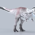 Realistic 3D Dinosaur Model Featuring Open Mouth Gray Pink Skin And Long Tail