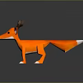 Cute Origami Fox Character With Orange Fur Brown Antlers And White Paws