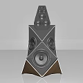 Modern Geometric Design Speaker With Multiple Drivers And Wooden Base Structure 3d model
