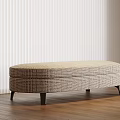 Beige Black Checkered Upholstered Bench With Thin Black Legs White Blinds And Wooden Floor