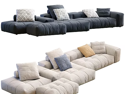 Modern Modular Sectional Sofa With Dark Light Colors And Decorative Pillows 3d model