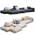 Modern Modular Sectional Sofa With Dark Light Colors And Decorative Pillows 3d model