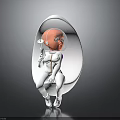 Cartoon Astronaut Character In White Egg Shaped Capsule With Gray Background