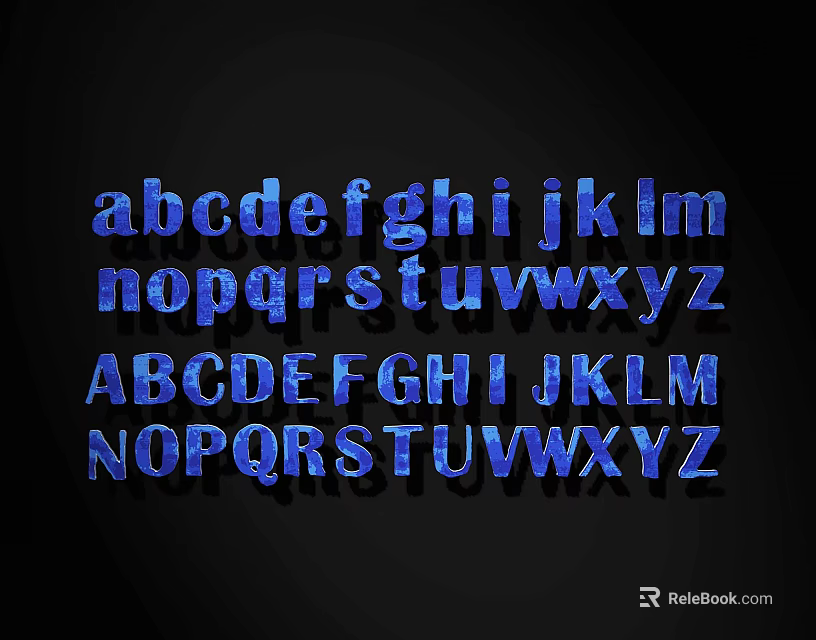 Stylish Blue English Letters Wall Decor With Uppercase And Lowercase Design 3d model 