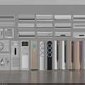 Collection of Various Air Conditioners and Fans Including Wall Mounted and Floor Standing Units
