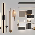 Modern Wall Lamps With Various Sleek Circular Rectangular And Minimalist Designs 3d model
