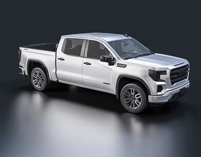 White Modern Pickup Truck With Black Wheels And Spacious Bed Design 3d model