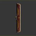 Ancient Red Shield With Golden Wings Arrows And Round Metal Boss Design