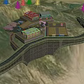 Mountain Building Complex With Winding Road Parking Area And Surrounding Trees