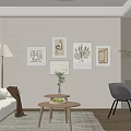 Modern Living Room Interior With Beige Sofa Coffee Table Decorative Paintings And Floor Lamp
