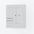 Modern White Wardrobe Interior With Sleek Cabinet Doors And Drawers