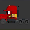 Red Functional Truck with Yellow Number 95 Cartoon Style Cab and Black Wheels