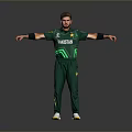A Man in Green Pakistan Cricket Uniform with Arms Outstretched Standing