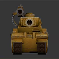 Yellow Military Tank Model With Cannon Tracks Armor And Cross Symbol Details
