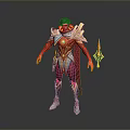 Red And Gold Armored Collectible Figurine With Cape And Glowing Weapon