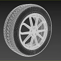 Stylish Modern Car Tire With Five Spoke Wheel Rim And Tread Pattern