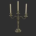 Hand Carved Metal Candelabra Sculpture with Three Candle Holders Vintage Design For Decorative