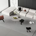 Corner Sofa Coffee Table Combination Leisure Chair Side Table Corner Sofa for Many People 3d model