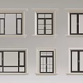 Various Interior Window Styles With Black Frames And Diverse Pane Designs 3d model