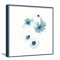 Square Decorative Paintings With Blue White Ink Flowers On Gray Wall 3d model
