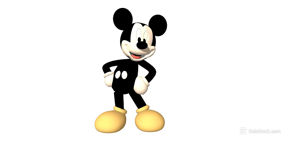 Iconic Mickey Mouse Character With Black Ears White Face And Yellow Shoes 3d model 