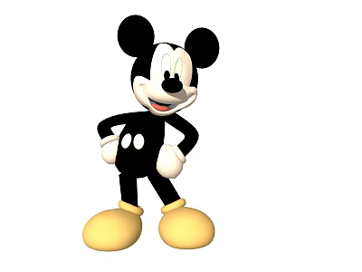 Iconic Mickey Mouse Character With Black Ears White Face And Yellow Shoes 3d model