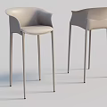Modern Light Beige Bar Stools With High Legs And Ergonomic Backrest Design 3d model