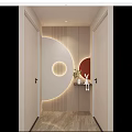 Cream Simple Style Arc Light Strip Grille Corridor End View Entrance 3d model
