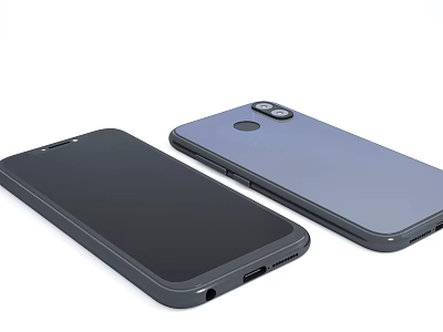 Modern Smartphones With Dual Rear Cameras Black And Gray Sleek Body Design 3d model