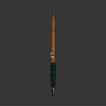 Unique Fantasy Weapon With Orange Blade Green Handle And Blue Circular Detail