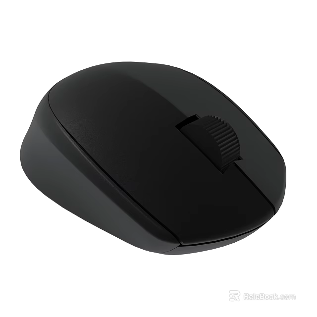 Black Wireless Computer Mouse With Ergonomic Design And Smooth Scroll Wheel 3d model