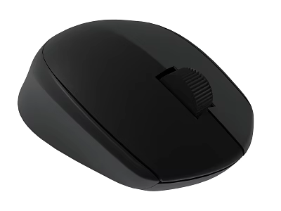 Black Wireless Computer Mouse With Ergonomic Design And Smooth Scroll Wheel 3d model