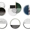 Modern Circular Wall Decor With Marble Texture And Metal Frames Various Designs 3d model