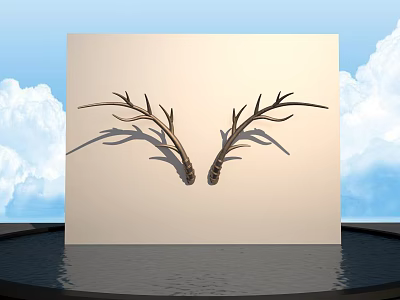 Artistic Antler Sculpture Carving Display On Light Background With Water Reflection 3d model