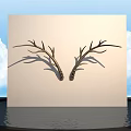 Artistic Antler Sculpture Carving Display On Light Background With Water Reflection