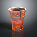 Colorful Decorative Household Cup With Traditional Painted Patterns And Designs 3d model